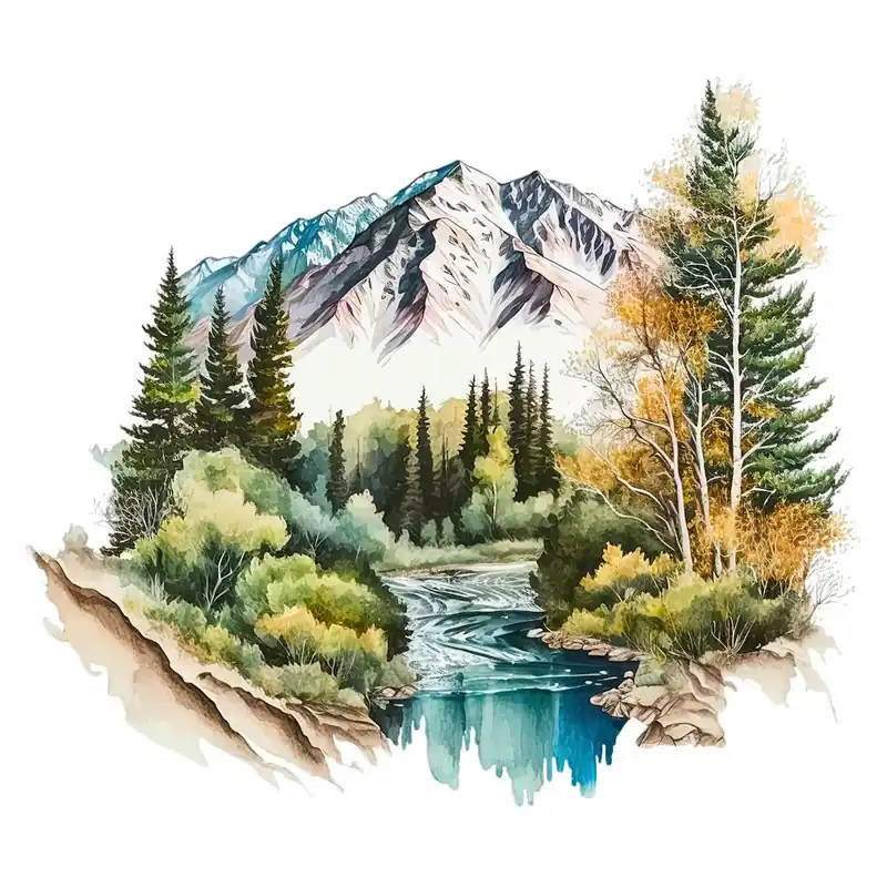 Watercolor Of A River 2 Big Sale