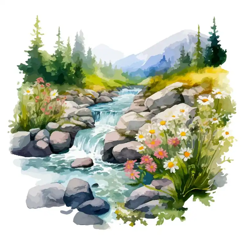 Watercolor Mountain Stream 2 Original