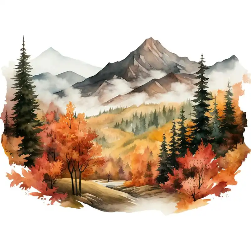 Best Seller Watercolor Autumn Landscape 50