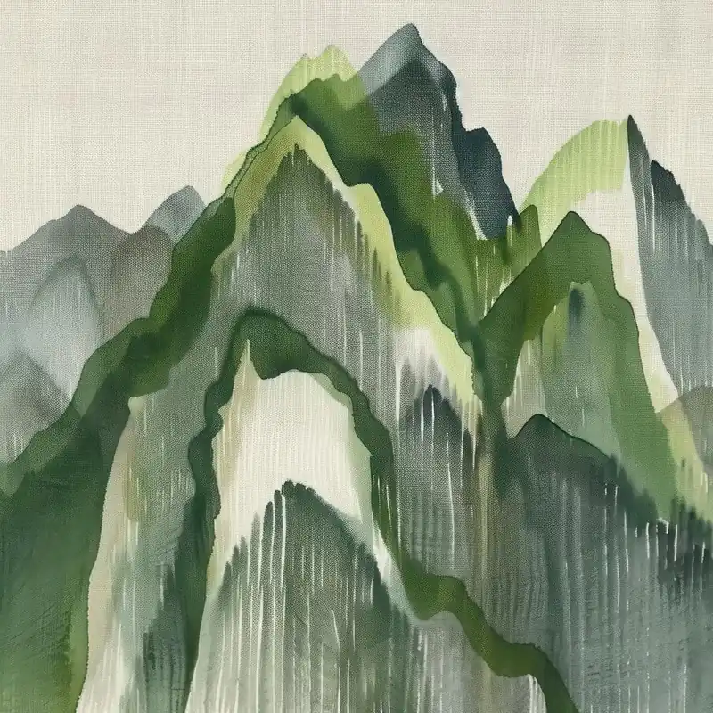Japanese Watercolour Of Mount Kirigamine 2 Clearance