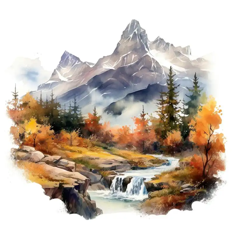 Certified Watercolor Of Mountains