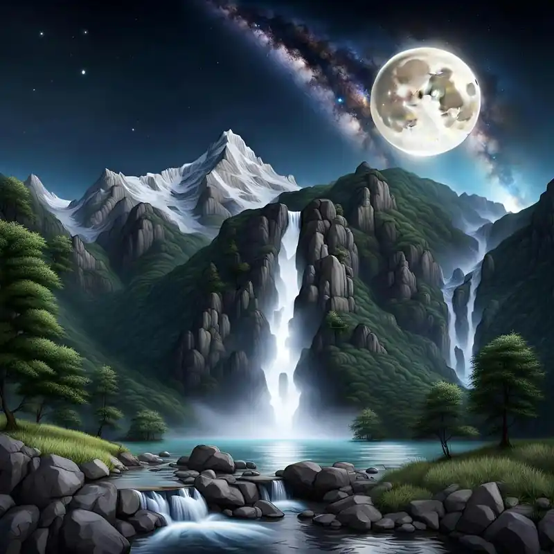 Full Moon Over Waterfall Hassle-Free Returns