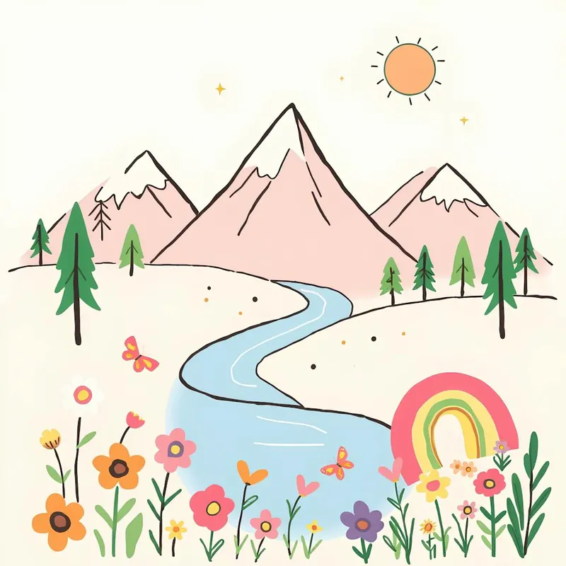Buy Direct A Calm and Fun Landscape with Muted Colors and Organic Shapes