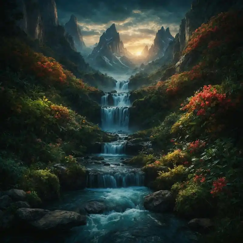 Weekend Sale Waterfall In The Mountains