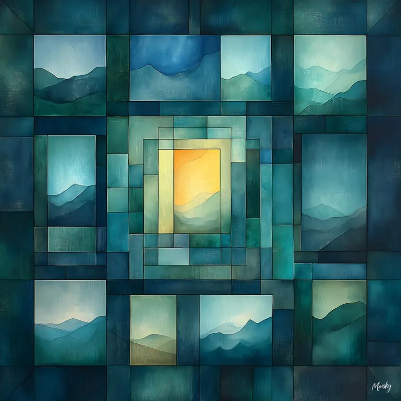 Sunrise In The Mountains Abstract cubism Buy Direct