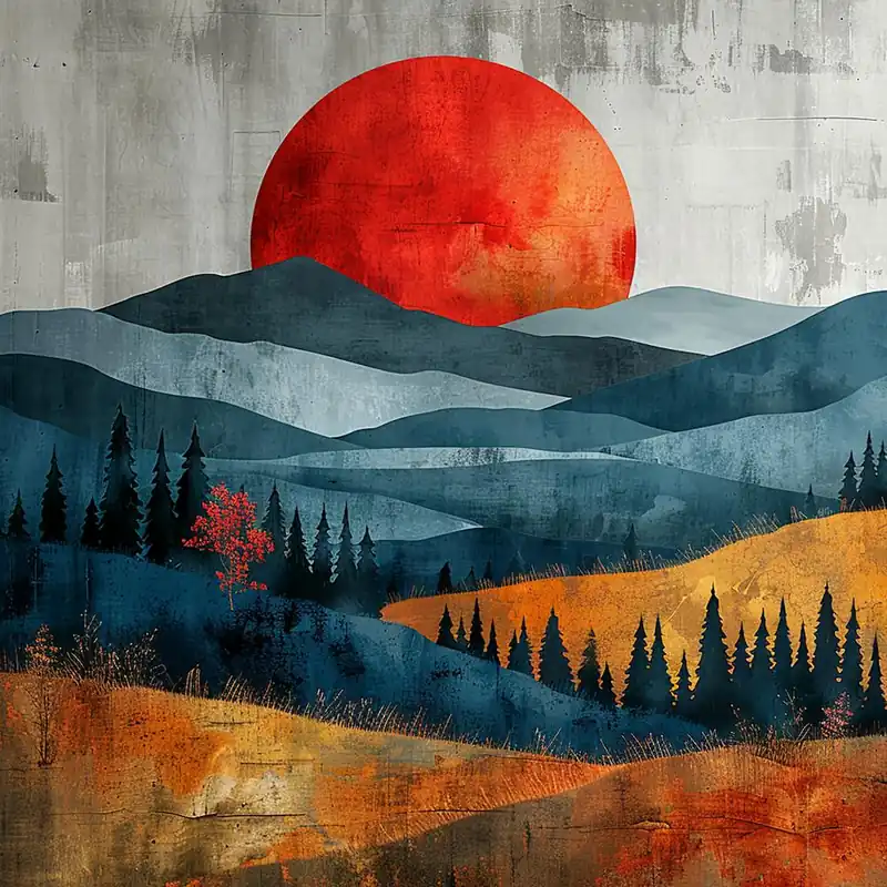 Sunset In The Mountains 2 - city wall art, colorful wall art, home decor, minimal art, modern wall art, wall art, wall decoration, wall print colourful wall art, decor wall art, digital art, digital art download, interior wall art, downloadable art, eclec Bargain