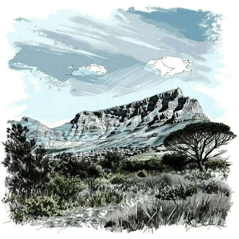 Warranty Included A Table Mountain In Cape Town Hand Drawn Sketch 2