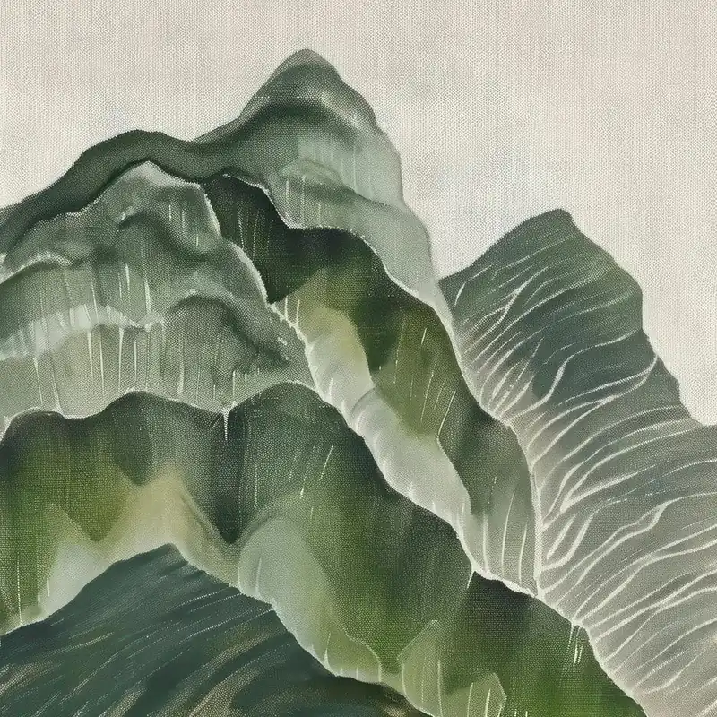Japanese Watercolour Of Mount Kirigamine 5 Fresh Stock