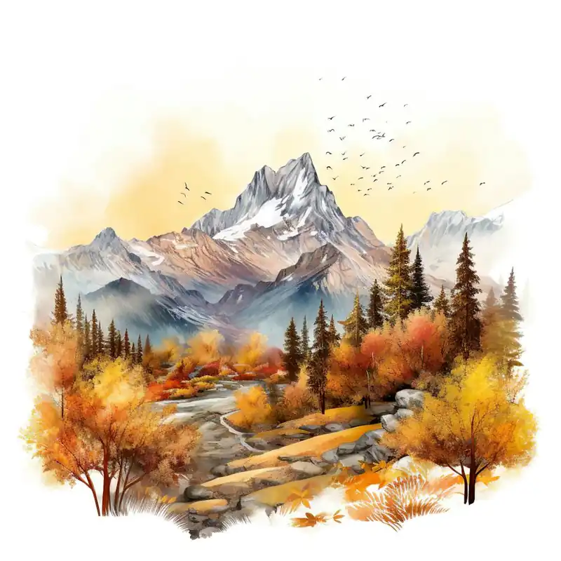 Autumn Landscape Watercolor Painting 6 Free Delivery