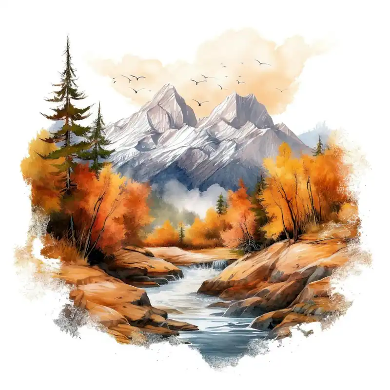 Watercolor Landscape Painting 23 Reduced Price