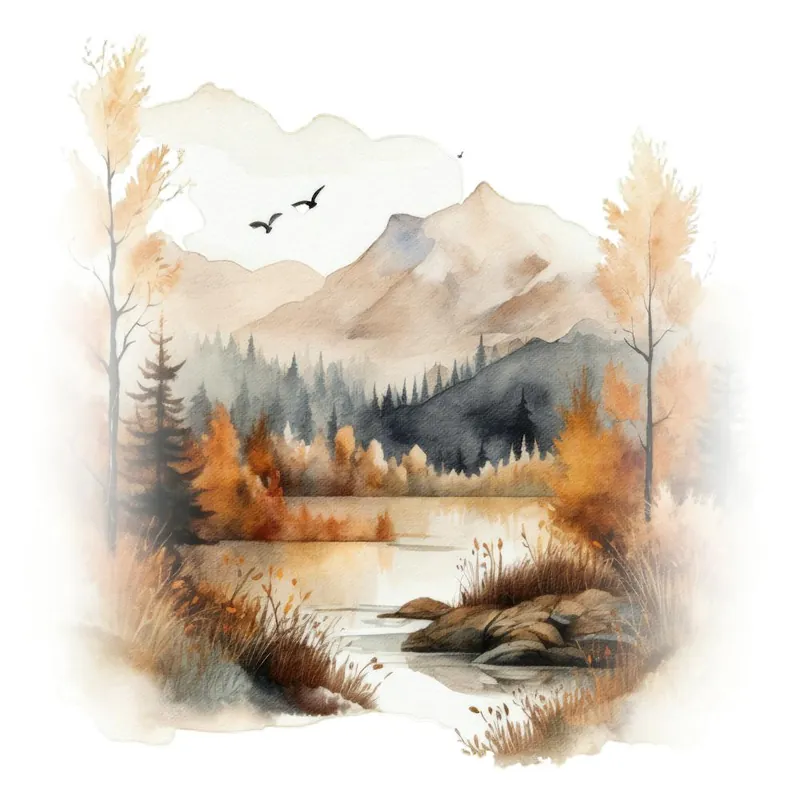 Best Choice Watercolor Autumn Landscape 51