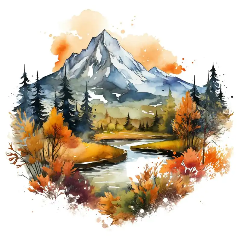 Watercolor Mountain Landscape 7 Special Discount