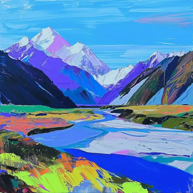 Colourful Abstract Aorak Imount Cook National Park New Zealand 1 Weekend Sale