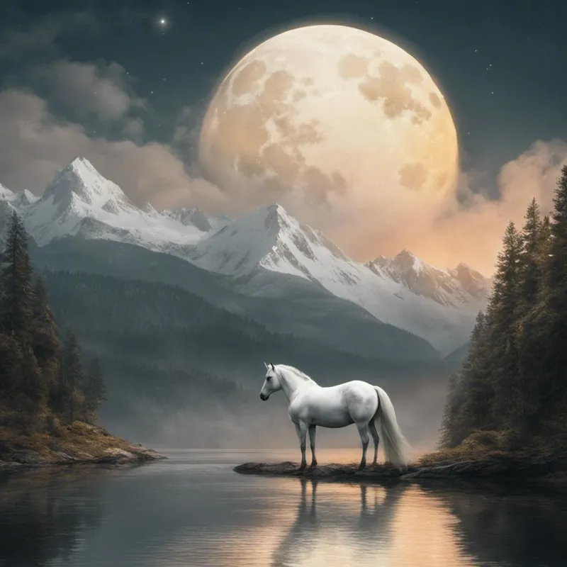 White Horse In The Moonlight Top Rated