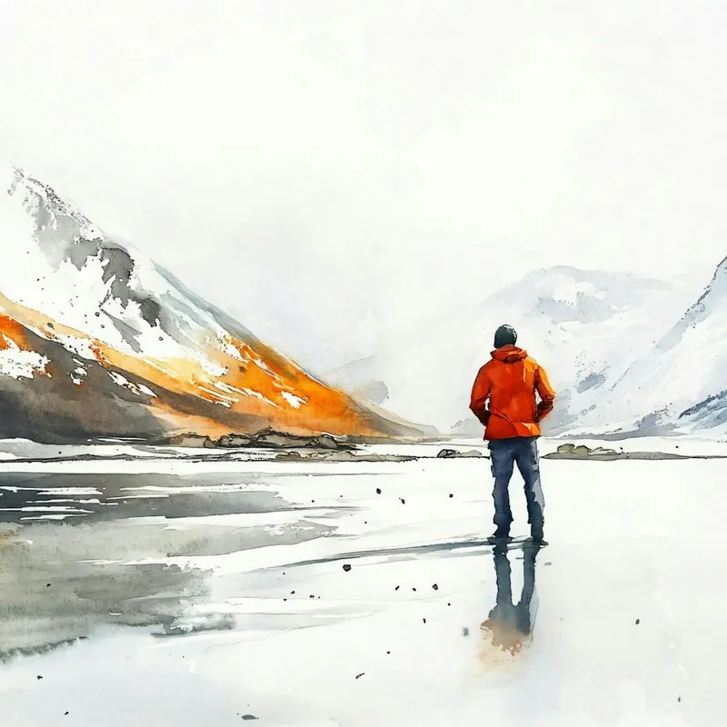 In Demand Man Looking At Snowy Mountains