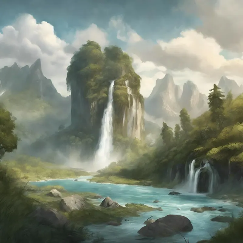 Waterfall In The Mountains Super Sale