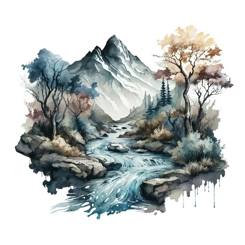 Watercolor Of A Mountain Stream 4 Clearance