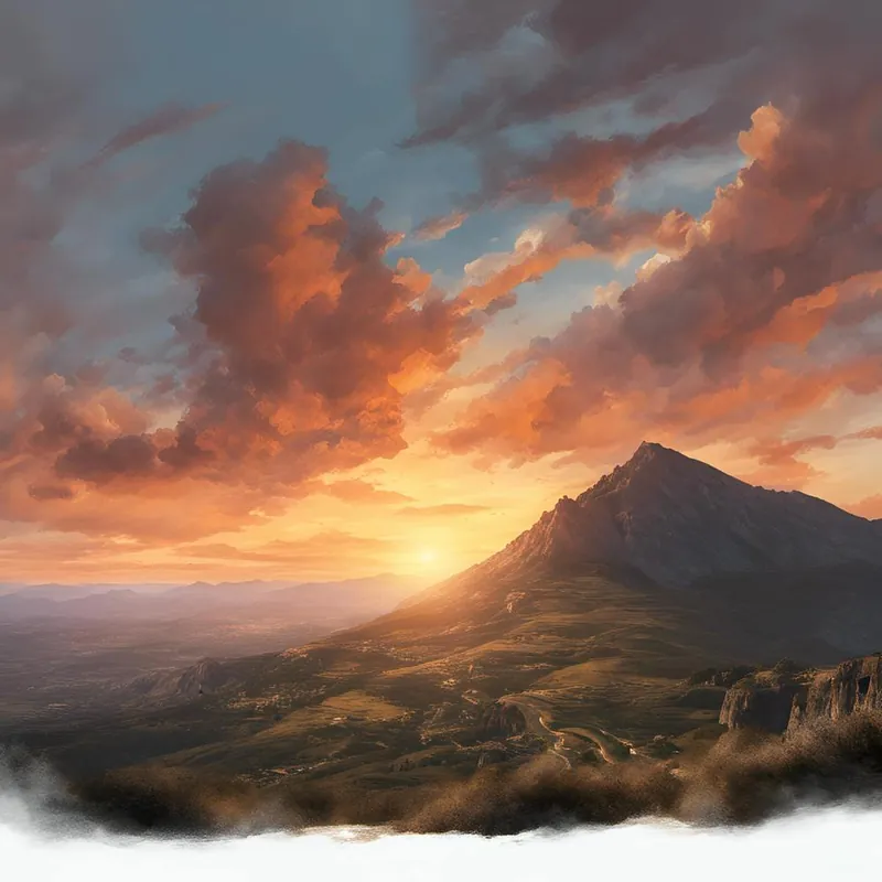 Sunset Over The Mountains Genuine