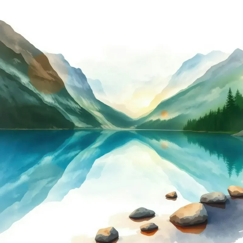 Watercolor Mountain Lake Discount
