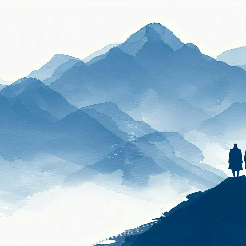 Today Only Two People Standing On Top Of A Mountain
