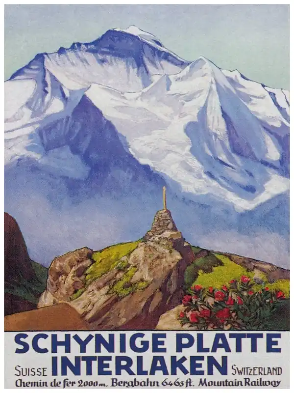 Top Rated Schnige Plateau Interlaken, Switzerland Vintage Travel Poster