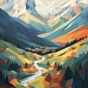 The AlpsGeometric Vector Illustration 6 Poster Wholesale