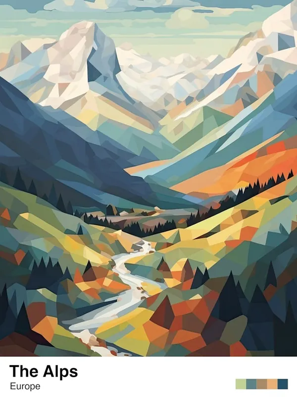 The AlpsGeometric Vector Illustration 6 Poster Wholesale