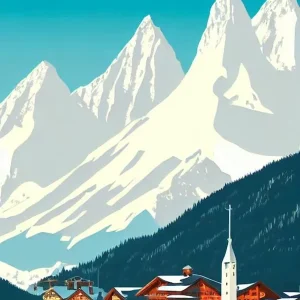 Time-Limited Kitzsteinhorn 2, Austria Midcentury Vintage Skiing Poster