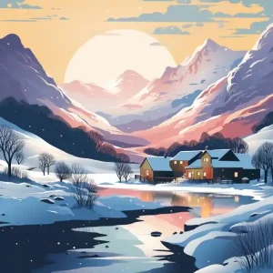 Winter Travel Night Illustration Snowdonia National Park 1 Clearance