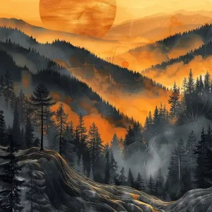 Sunny landscape abstraction painting Premium