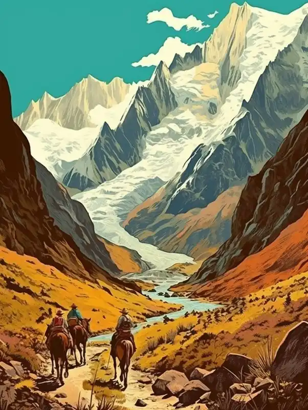 While Supplies Last Salkantay Trek Peru Vintage Travel Illustration