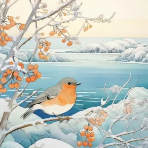 Winter Bird Painting Bluebird 3 Brand New