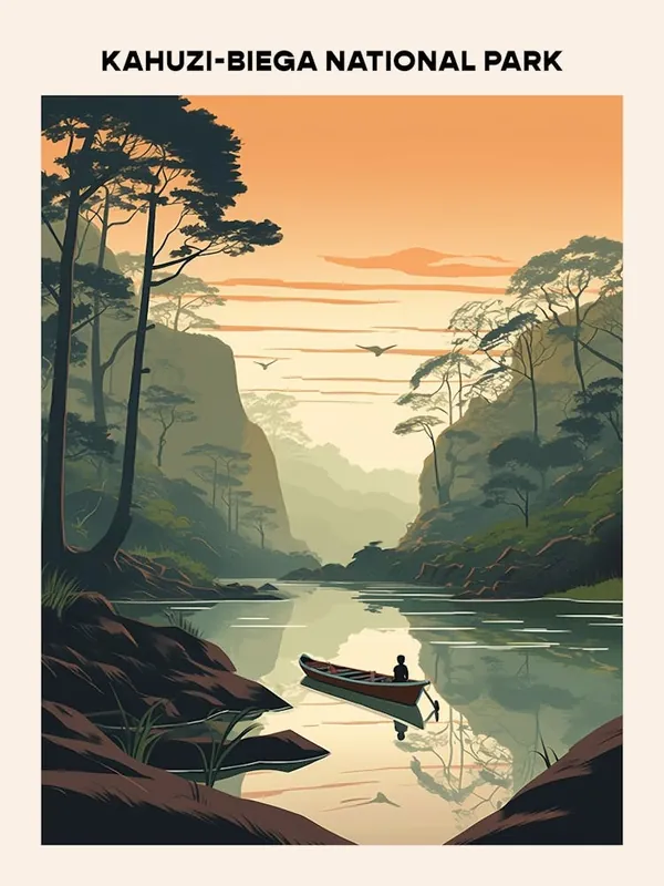 Kahuzi Biega National Park Midcentury Travel Poster Must Have