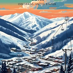 Vail Colorado USA Snow Mountain Travel Art Illustration Professional Grade