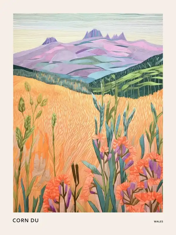 Limited Offer Corn Du Wales Colourful Mountain Illustration Poster