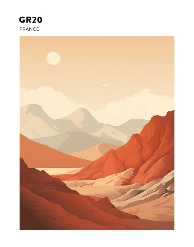 Gr20 France Hiking Trail Landscape Poster Instant Buy
