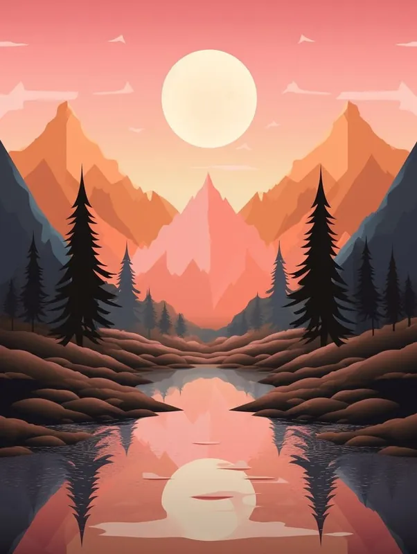 No Minimum Order Landscape Geometric Abstract Illustration 9