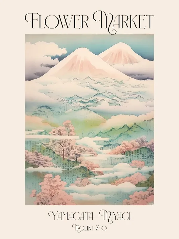 Flower Market Mount Zao In Yamagata Miyagi, Japanese Landscape 3 Poster New Release