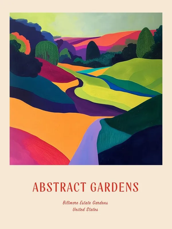 Colourful Gardens Biltmore Estate Gardens Usa 1 Red Poster Clearance