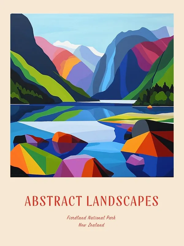 Colourful Abstract Fiordland National Park New Zealand 4 Poster Trending