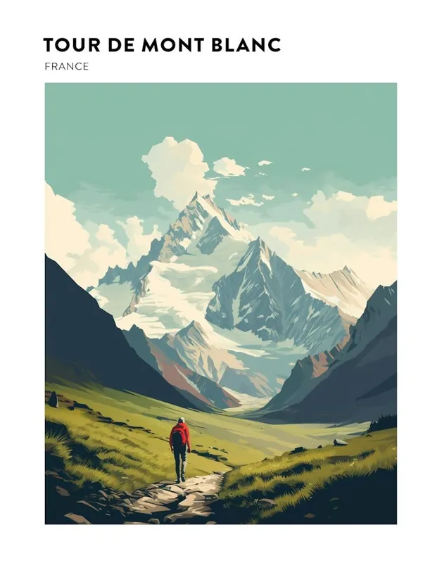 Tour De Mont Blanc France 3 Hiking Trail Landscape Poster Free Returns