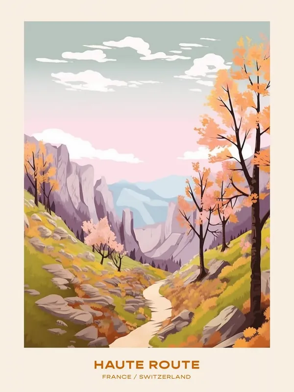Haute Route France Switzerland 4 Hike Poster Brand New