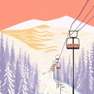 Taos Ski ValleyNew Mexico, Usa, Ski Resort Pastel Colours Illustration 1 Free Delivery