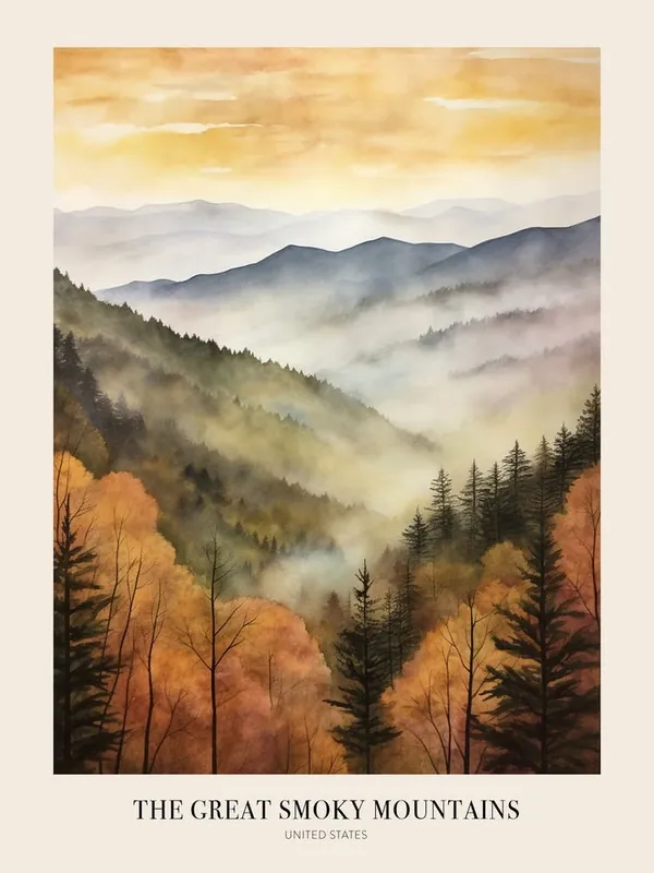 Autumn Forest Landscape The Great Smoky Mountains Poster Weekend Sale