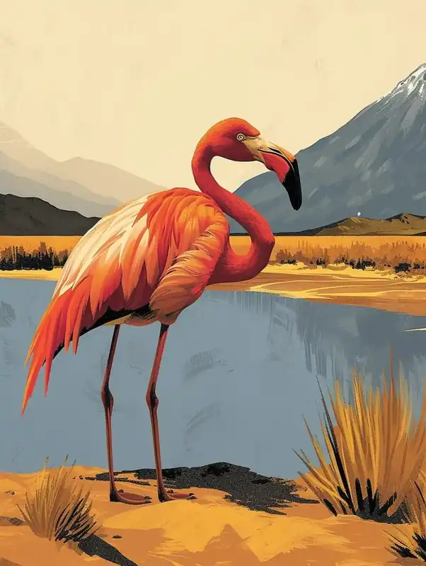 Greater Flamingo South America Chile Tropical Illustration 6 Limited Offer