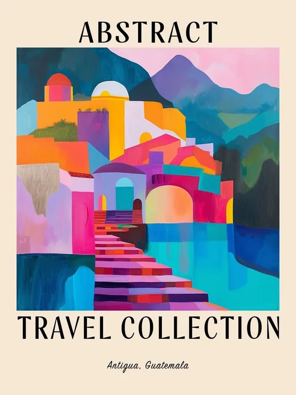Abstract Travel Collection Poster Antigua Guatemala 3 Seasonal Sale
