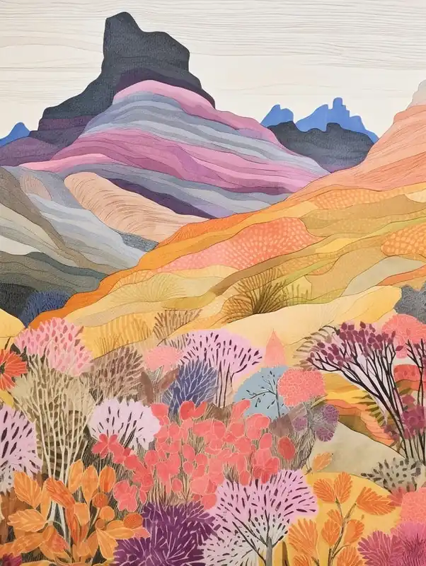 Mount Ossa Australia 2 Colourful Mountain Illustration Secure Checkout