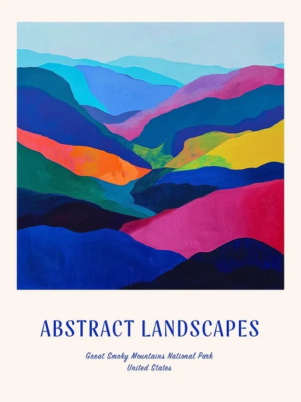 Sale Colourful Abstract Great Smoky Mountains National Park Usa 2 Poster Blue