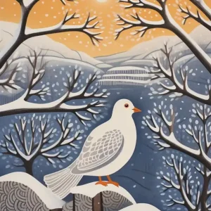 Winter Bird Painting Dove 1 Bulk Order