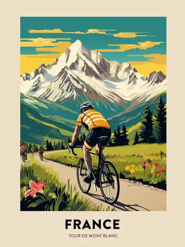 Tour De Mont Blanc France 11 Vintage Cycling Travel Poster Luxury